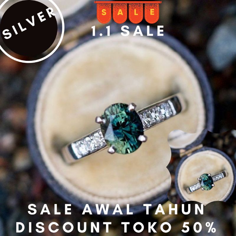 Cincin berlian eropa asli dan batu zamrud asli
