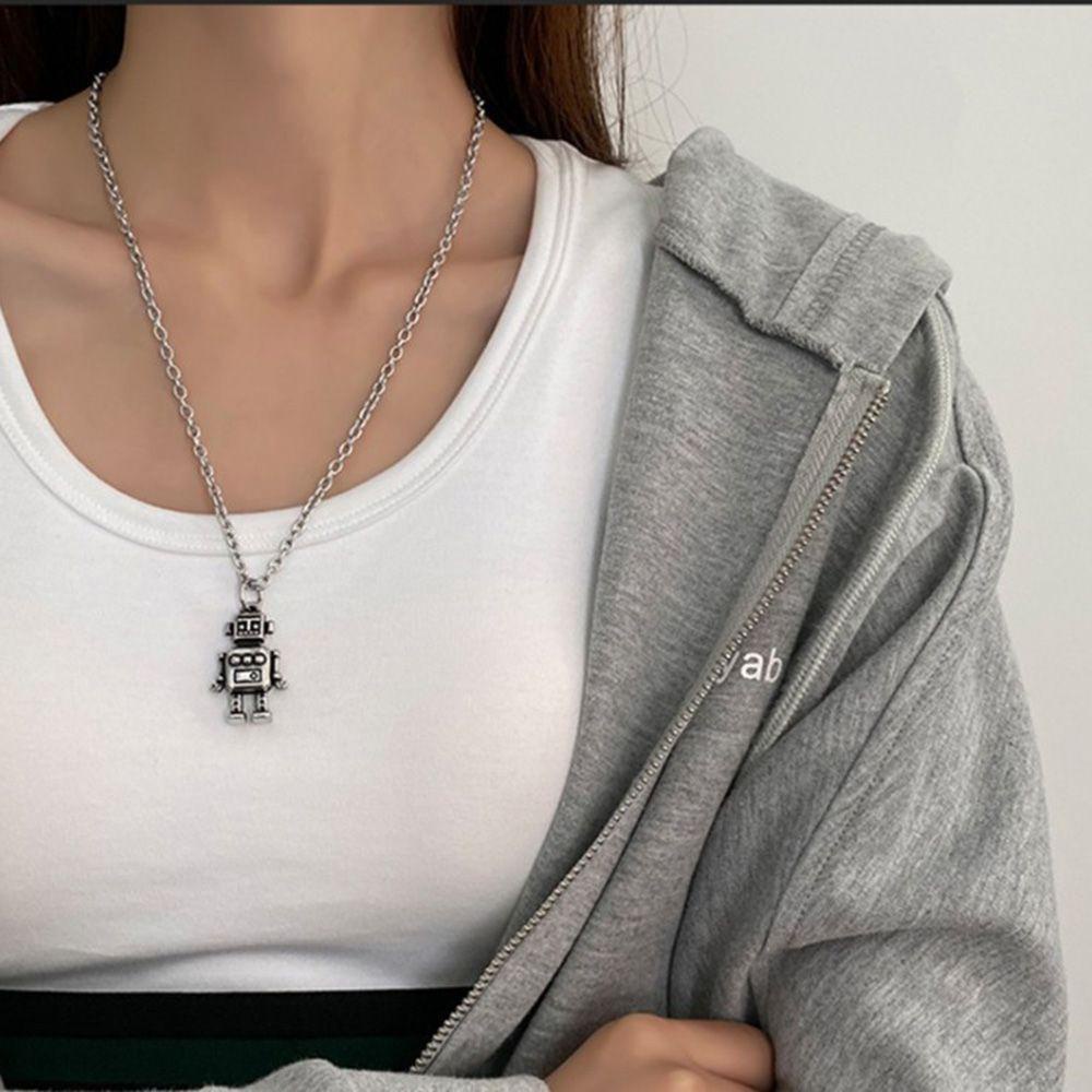 Lily Mini Robot Kalung Pria Baru Liontin Retro Hip Hop Vintage Choker