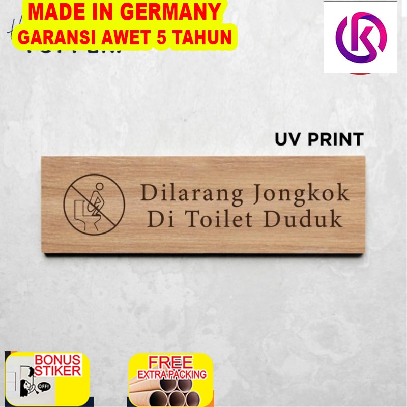 

Promo Sign Toilet Dilarang Jongkok Sign Board UV Print Kayu - 25x7