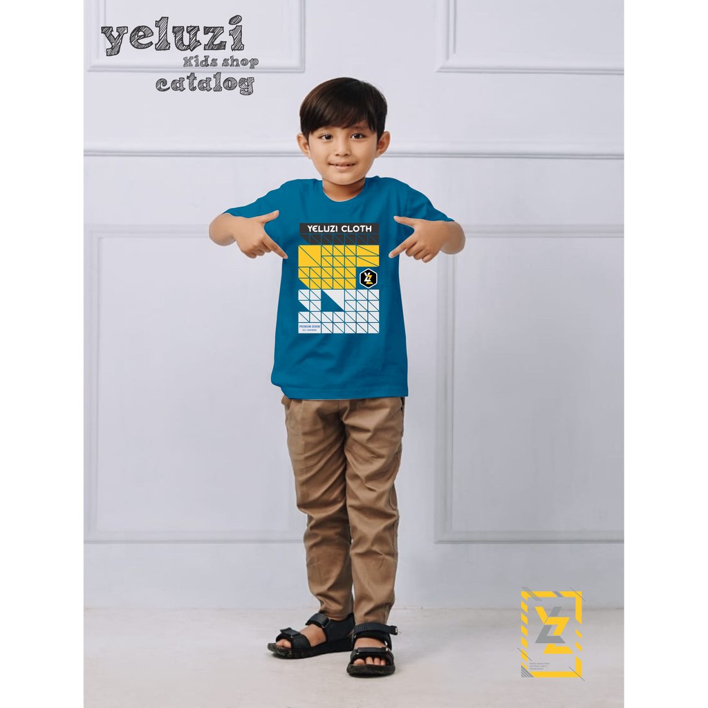 Kaos Baju anak distro oblong biru yeluzi