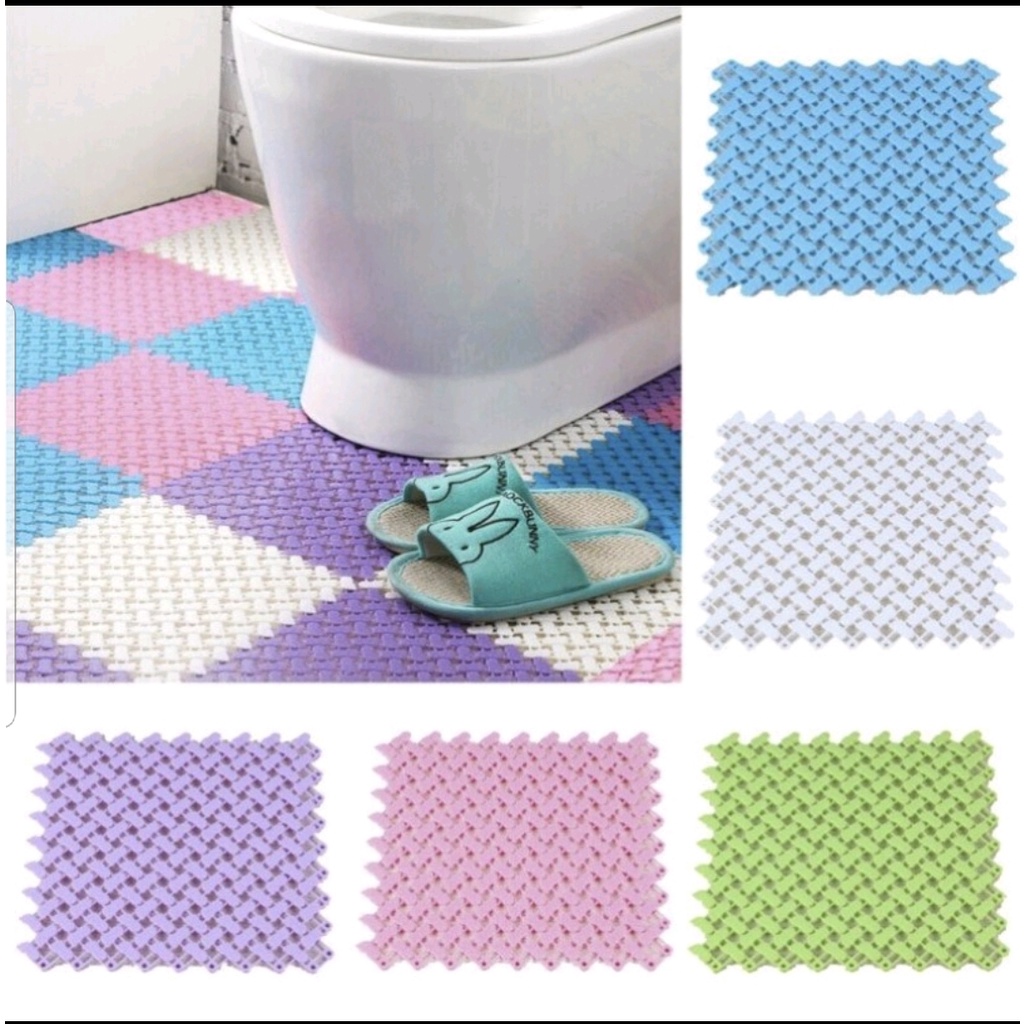 Karpet Kamar Mandi Anti Licin 30x30CM / Keset Lantai Anti Slip Polkadot Dapur Mat Non-Slip