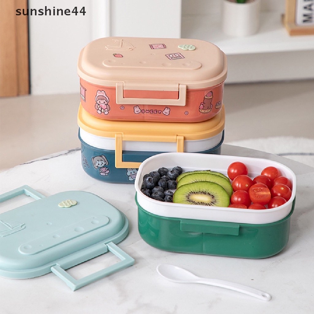 Sunshine Single Layer/Double Layer Plastic Divided Lunch Box Student Office Worker Lunch .