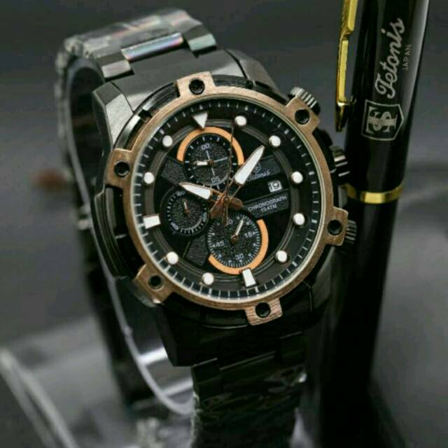 Jam Tangan Pria Elegant Exclusive TETONIS Monster Original Sport Black Rosegold