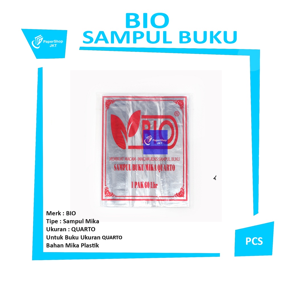 Jual BIO - Sampul Buku Plastik Mika Ukuran Kwarto 10 Lembar Indonesia