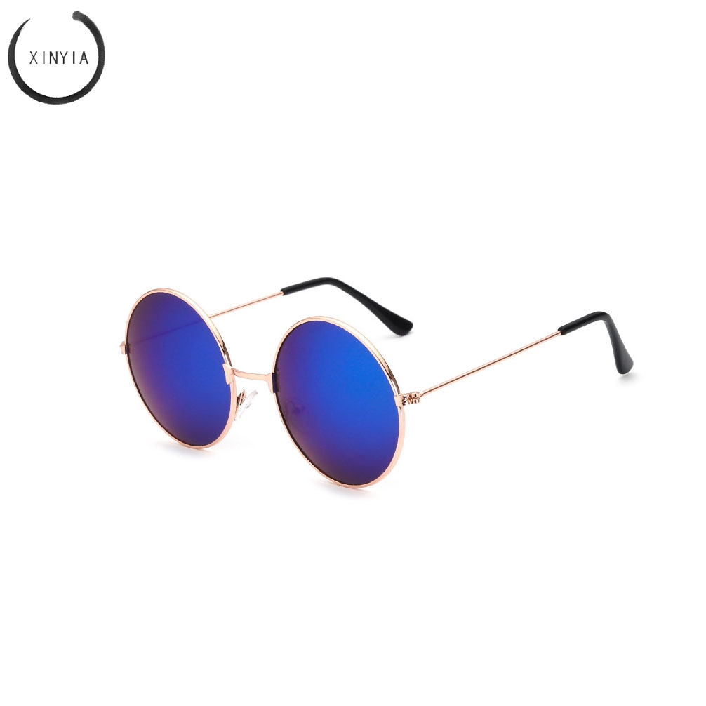 [Bayar Di Tempat] Kacamata Hitam Wanita Fashion Retro Sunglasses Round Bahan Metal Warna Warni