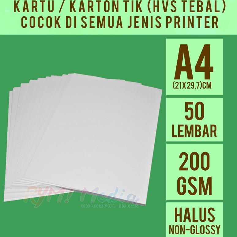 

((BISA COD)) Kartu TIK 200 gsm A4 isi 50 lbr / Kertas HVS BC Tebal Halus Brief Card 200 gram For Inkjet Printer