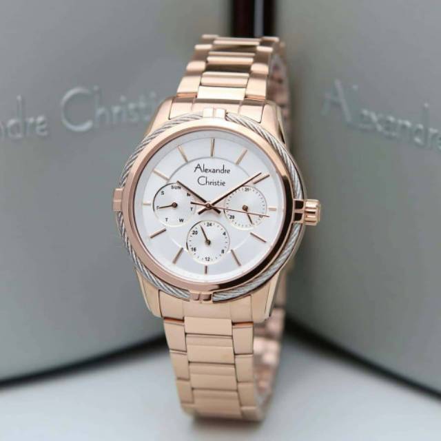 Jam Tangan Wanita Alexandre Christie AC2843 Rose Gold Original