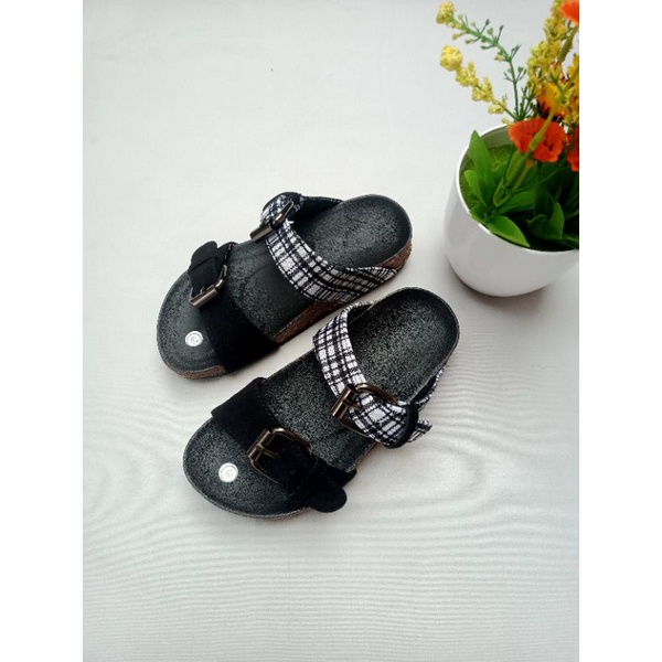 SANDAL BIRKEN ANAK MILANO BAN2 MOTIF KOTAK