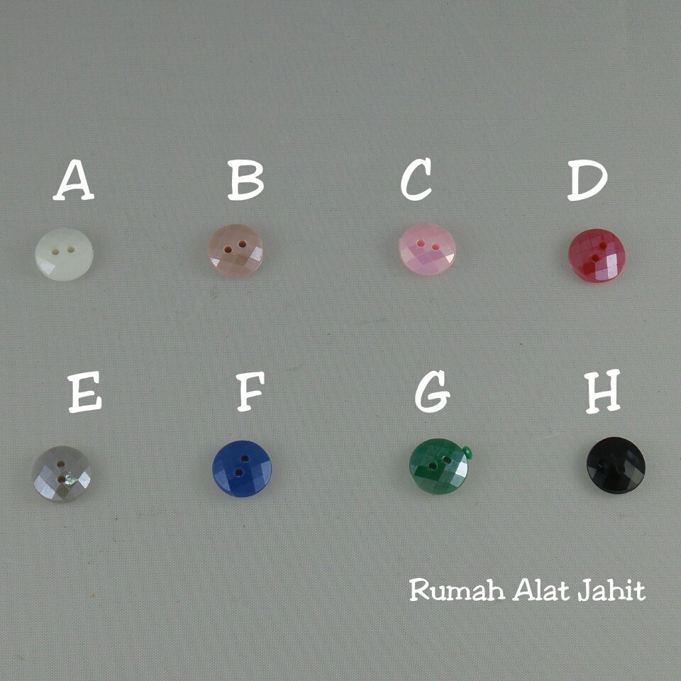 Kancing Akrilik Bulat Motif Kotak-Kotak 12mm