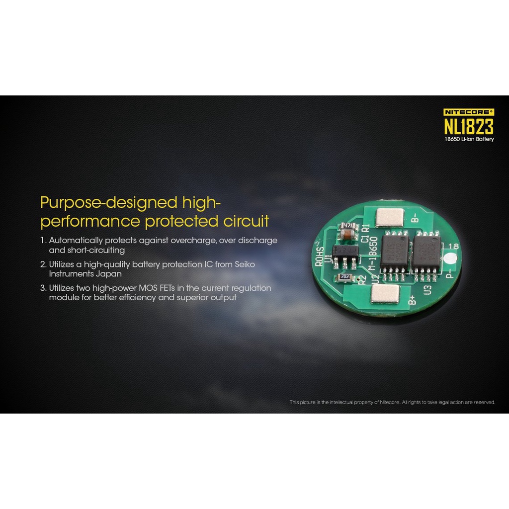 Baterai 18650 Li-ion 3.7V NITECORE NL1823 - 2300mAh