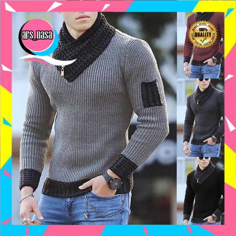 Sweater Pria Import  2021  Inggris Plus Ukuran Pria Sweater Pullover Lengan Panjang Fashion Perkotaa