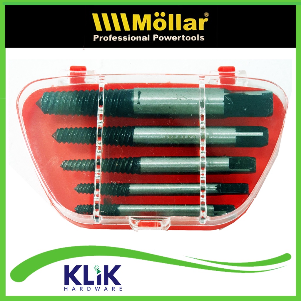 MOLLAR Tap Balik Set 5 Pcs Cabut Buka Baut Rusak Patah Screw Extractor