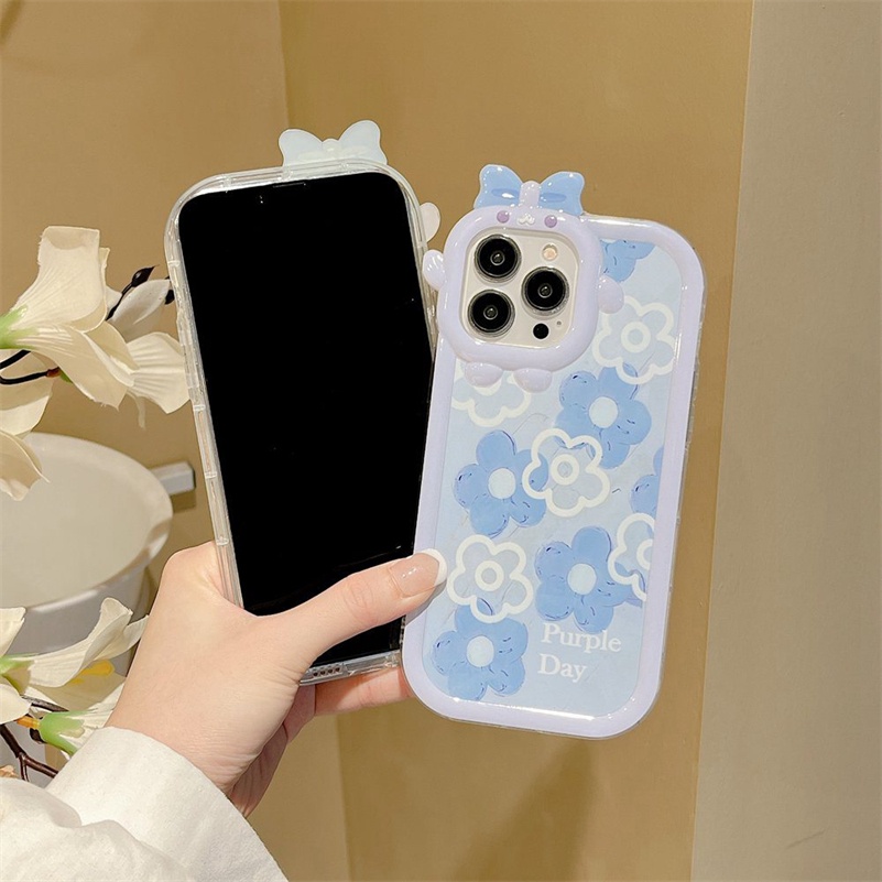 Soft Case Pelindung Lensa Motif Bunga Monster 3D Untuk iPhone 14 13 12 11 Pro Max X Xr Xs Max 7 8 6 6s Plus SE 2020