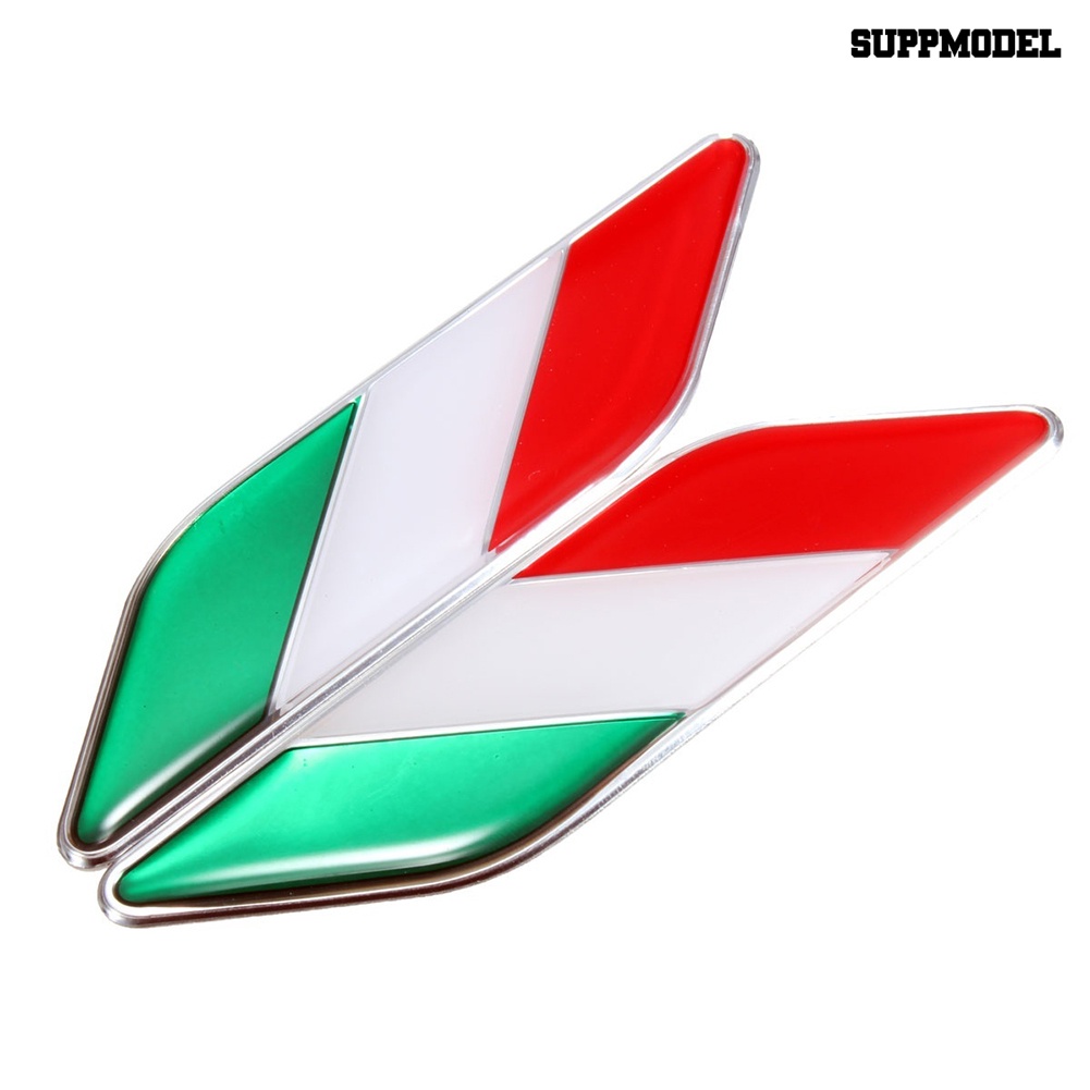 Car 2Pcs Stiker Emblem Bendera Italia 3D Anti Air Untuk Dekorasi Mobil