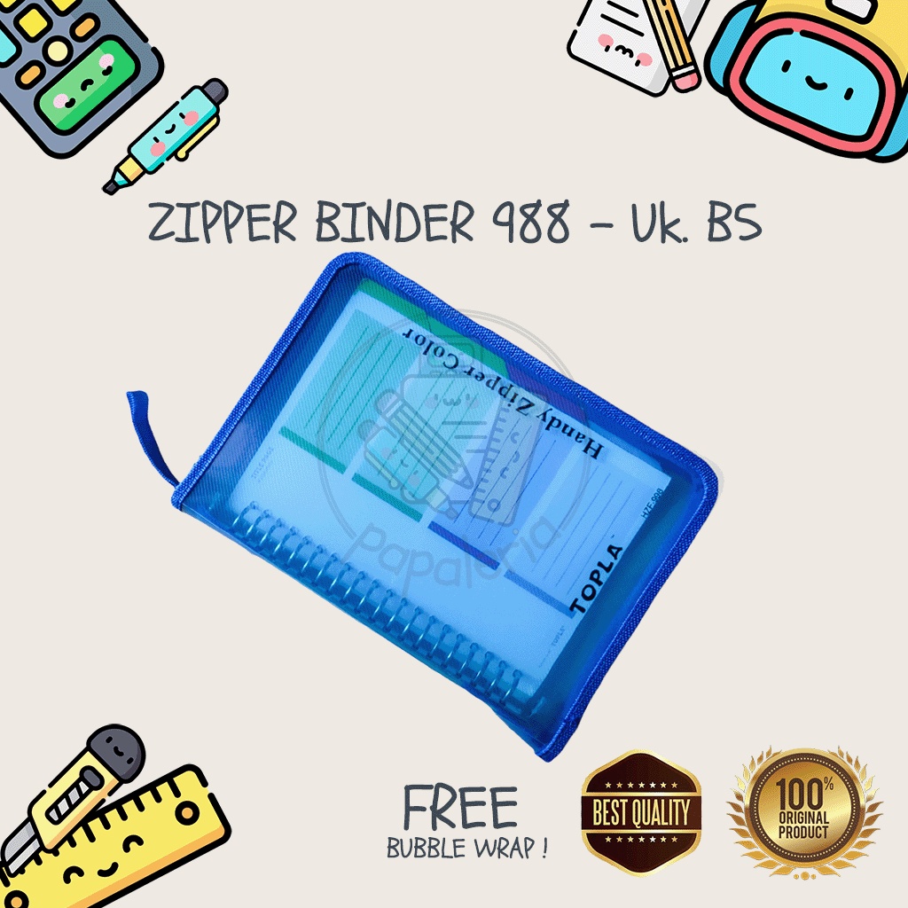

TOPLA - Zipper Binder / Binder Loose Leaf / Binder Transparant Anti Air / Notebook Kuliah Ukuran B5 (26 lubang)