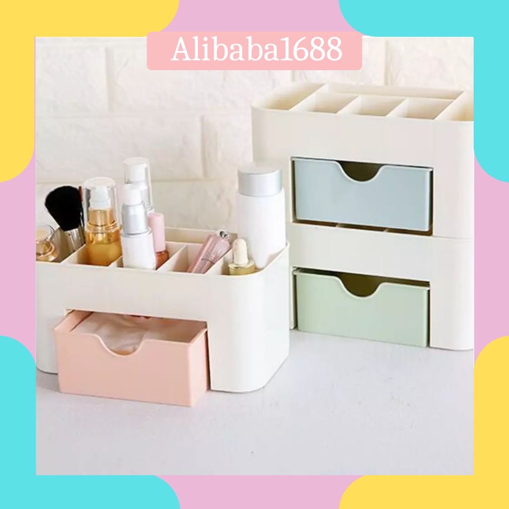 *ALIBABA1688* LACI LEMARI PLASTIK SUSUN MAKE UP ORGANIZER RAK KOSMETIK KOTAK PENYIMPANAN DRAWER STORAGE ORGANIZER STACKABLE