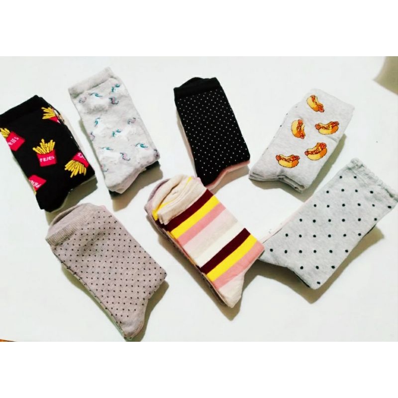 KAOS KAKI PANJANG WANITA REMAJA MOTIF (6 PASANG)RANDOM