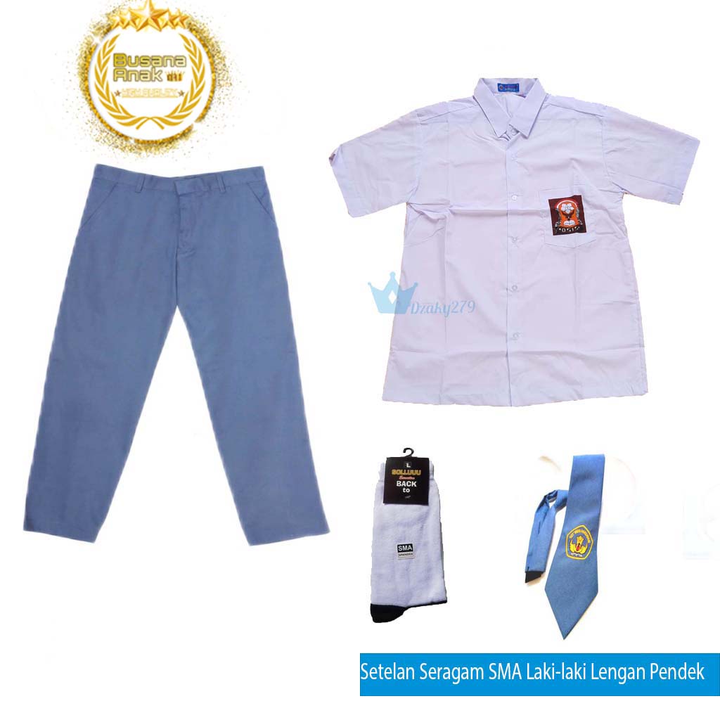 Seragam sekolah Setelan Seragam SMA Laki-Laki Pendek  Baju Seragam SMA SMK Laki-laki Lengan Pendek