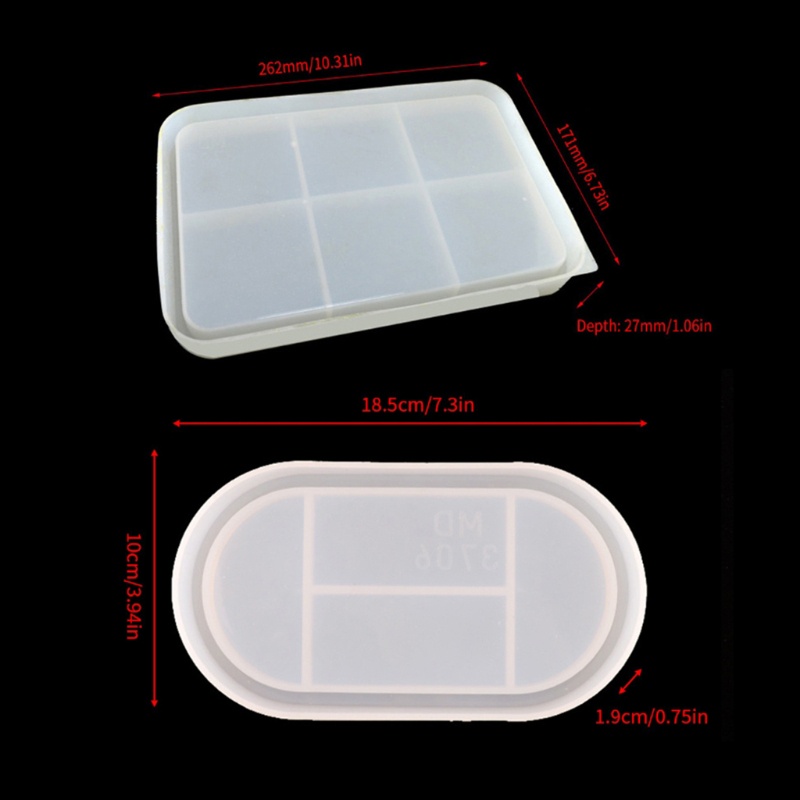 SIY  2Pcs DIY Tray Resin Mold  Epoxy Mold Resin Mold Silicone Mould Jewelry Plate Dish Casting Mold Resin Casting Mold Tools