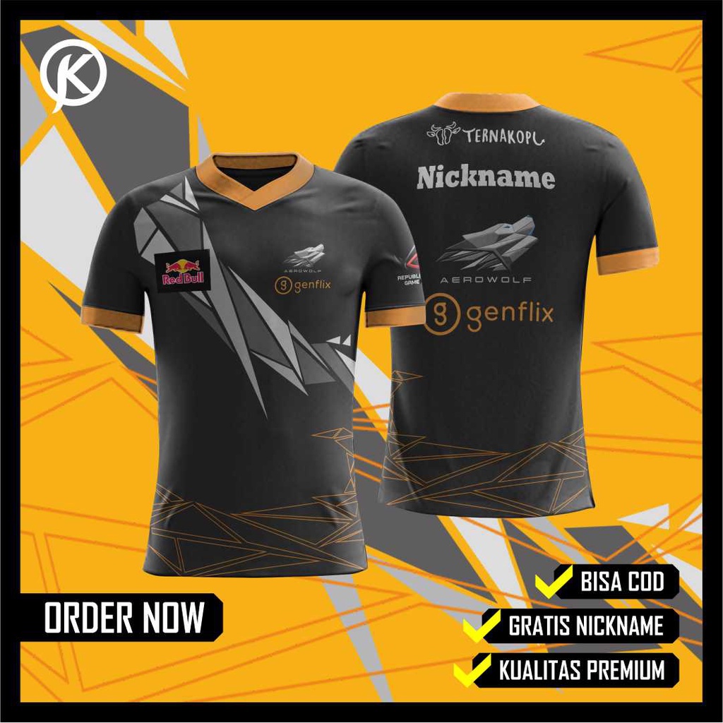JERSEY GAMING AEROWOLF ESPORT - FREE FIRE MOBILE LEGEND PUBG