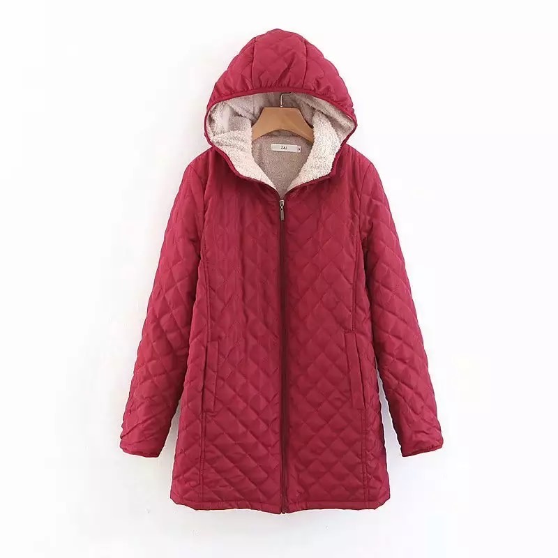 Jaket Hoodie Winter Panjang Wanita inner Fleece