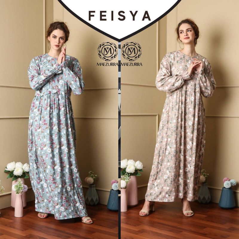 MAEZURRA DRESS | Feisya | Daster Adem | Gaun Panjang | Lengan Panjang | Busui