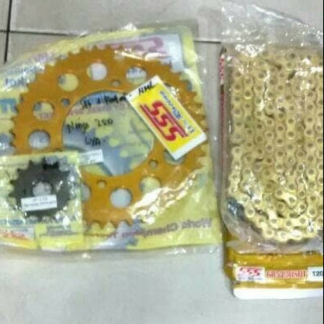 Gir set sss Ninja 250 fi Z250 Karbu Ninja 250RR MONO SL Gear Triple S Gold Kawasaki Rantai HSBT 520