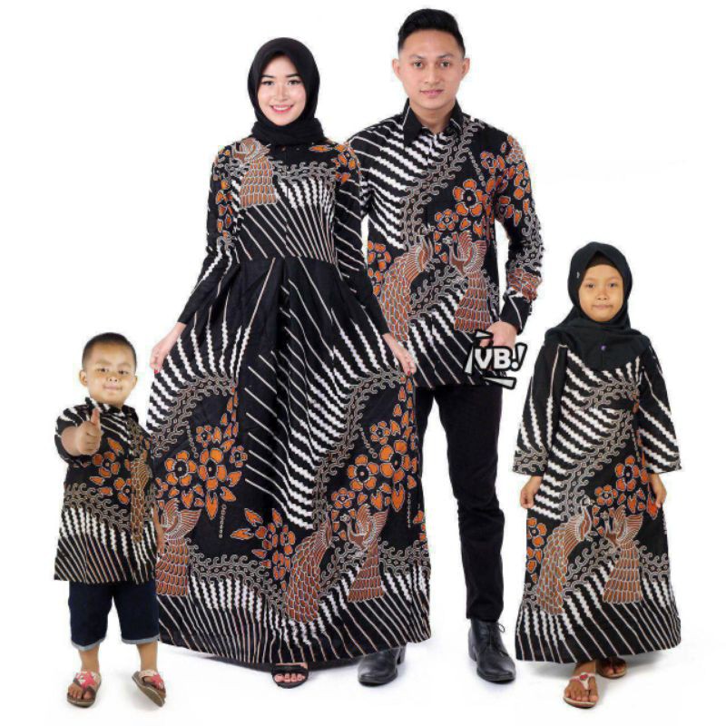 Sarimbit/couple batik keluarga sania ruffle ndoro jowi batik couple keluarga terkomplit dan terbaru