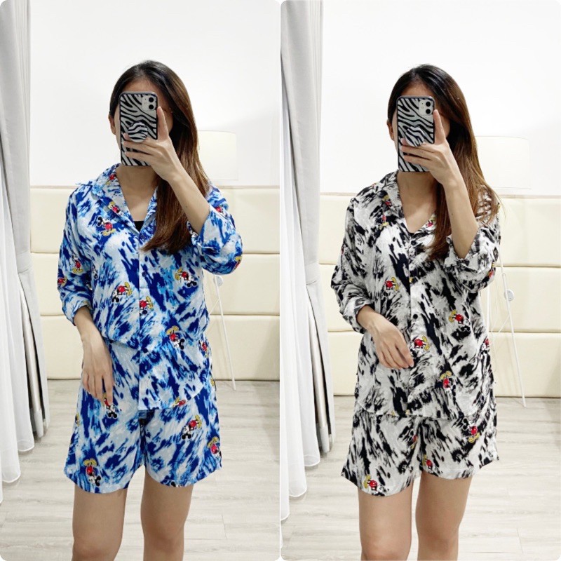 setelan wanita casual /setelan motif abstrak