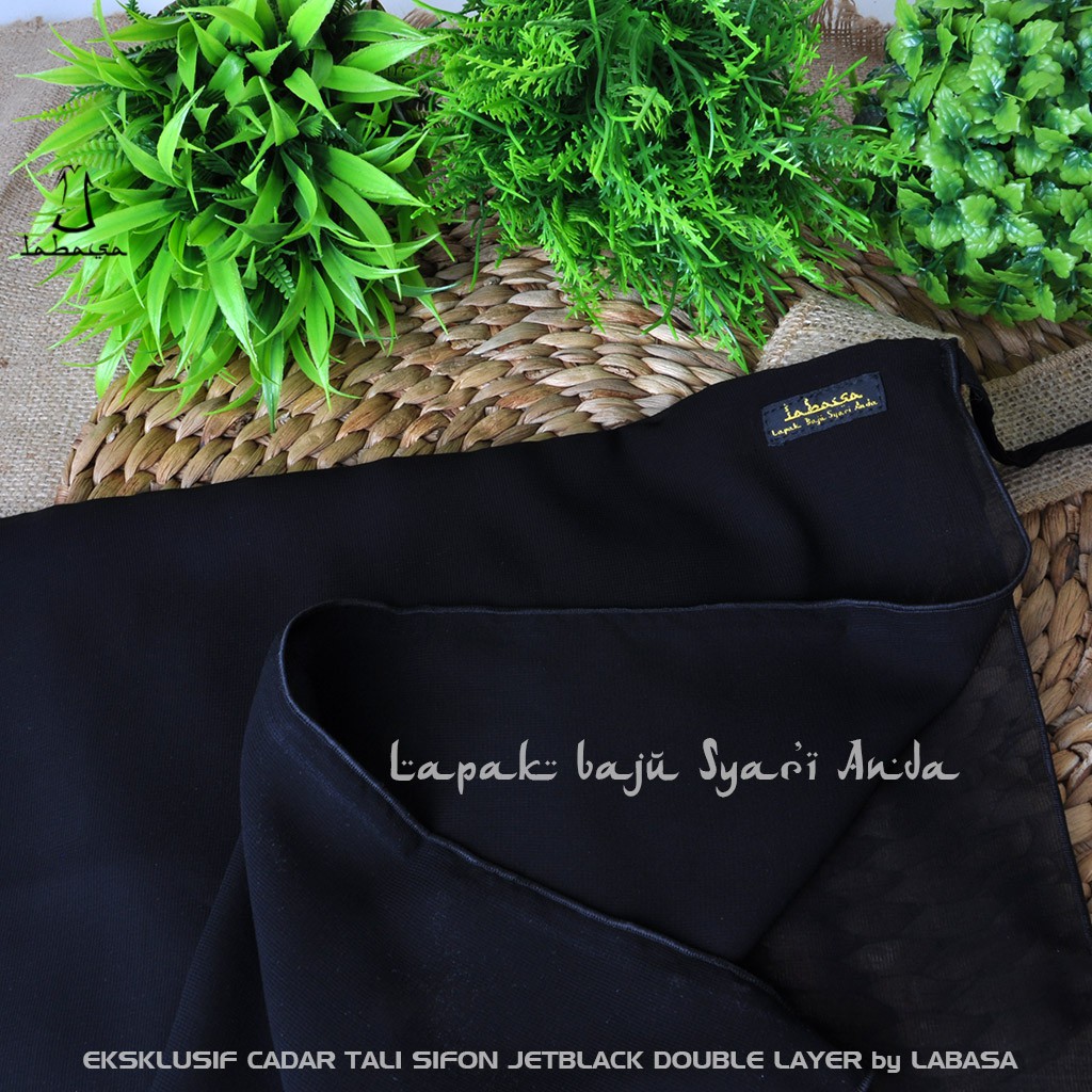 Eksklusif Cadar Tali Sifon Jetblack Double Layer Labasa | Pinggiran Neci | Bisa COD