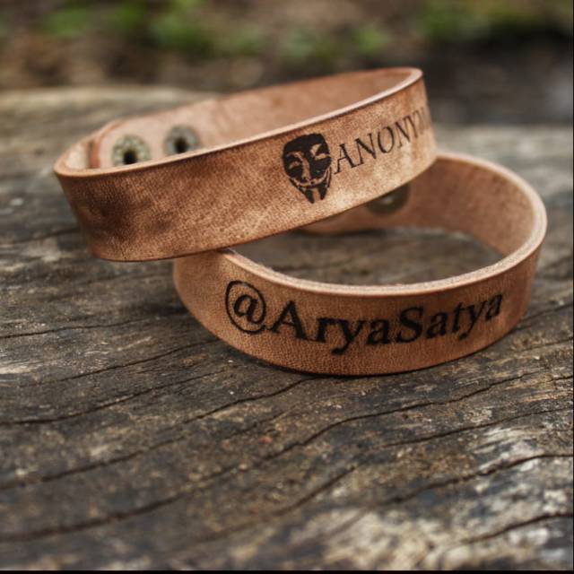 Gelang kulit custom nama pria/wanita