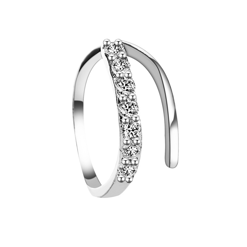 Anting-Anting Spiral Zirkon Anting-Anting Korea Anting-Anting Pembukaan Geometris-silver