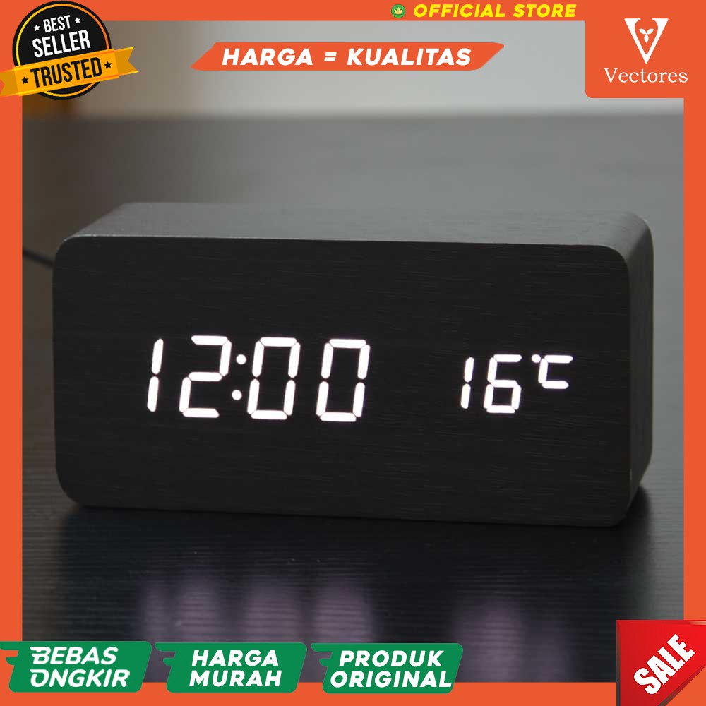 Jam Meja Digital Weker Hitam Alarm Terbaru