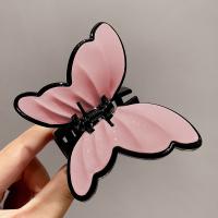 Jepit Rambut Bentuk Kupu-Kupu Besar Bahan Akrilik Warna Permen Glossy Untuk Wanita