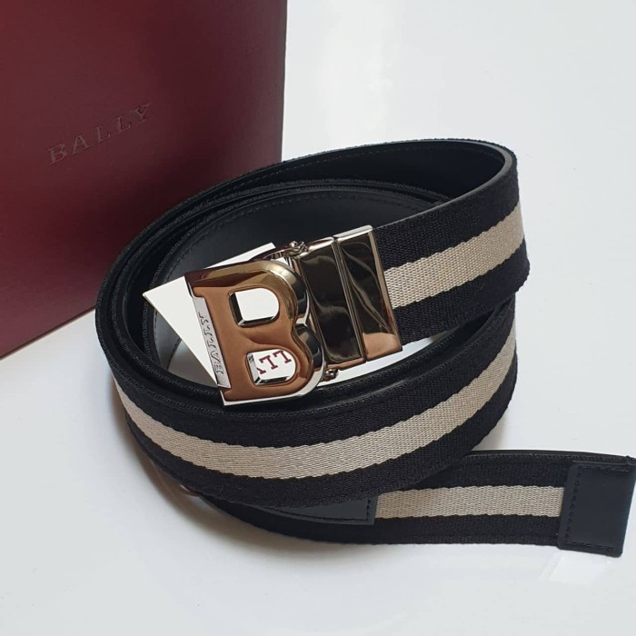 READY IKAT PINGGANG BALLY ORIGINAL - BALLY REVERSIBLE BELT BLACK WHITE CF