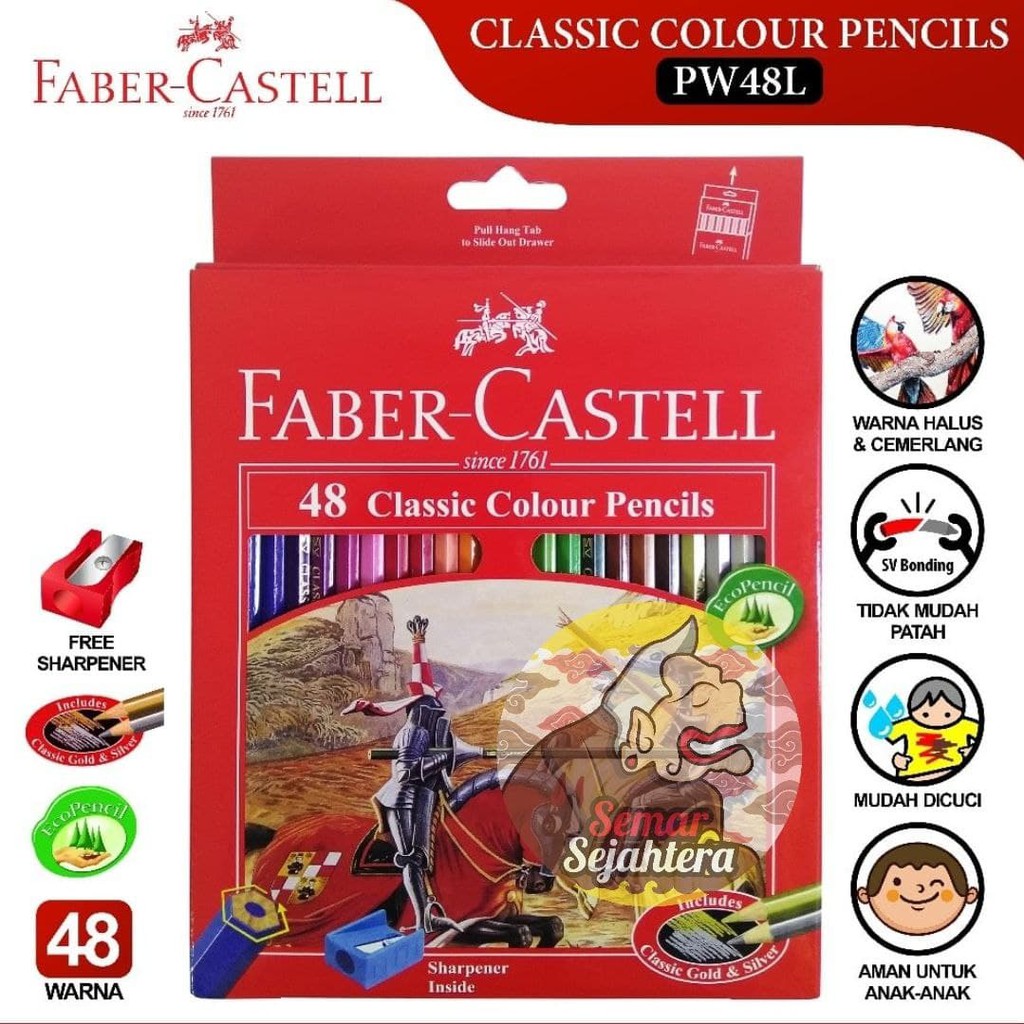 

[SET] FABER-CASTELL PENSIL WARNA CLASSIC 48 WARNA PANJANG 48L COLOUR PENCILS^