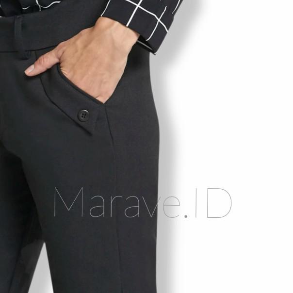 celana kerja wanita bahan kain panjang marave / celana kantor wanita - Hitam, S