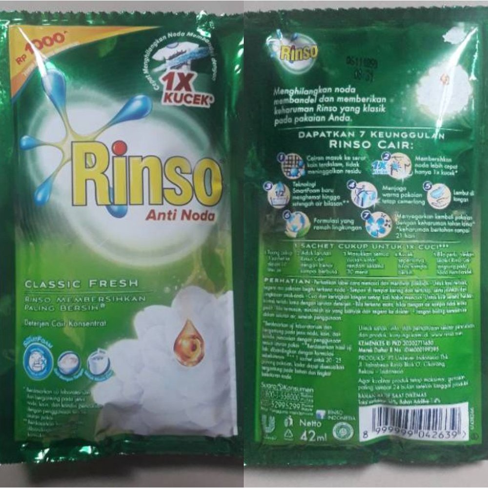 

Unik Rinso Anti Noda Classic Fresh 42ml Diskon