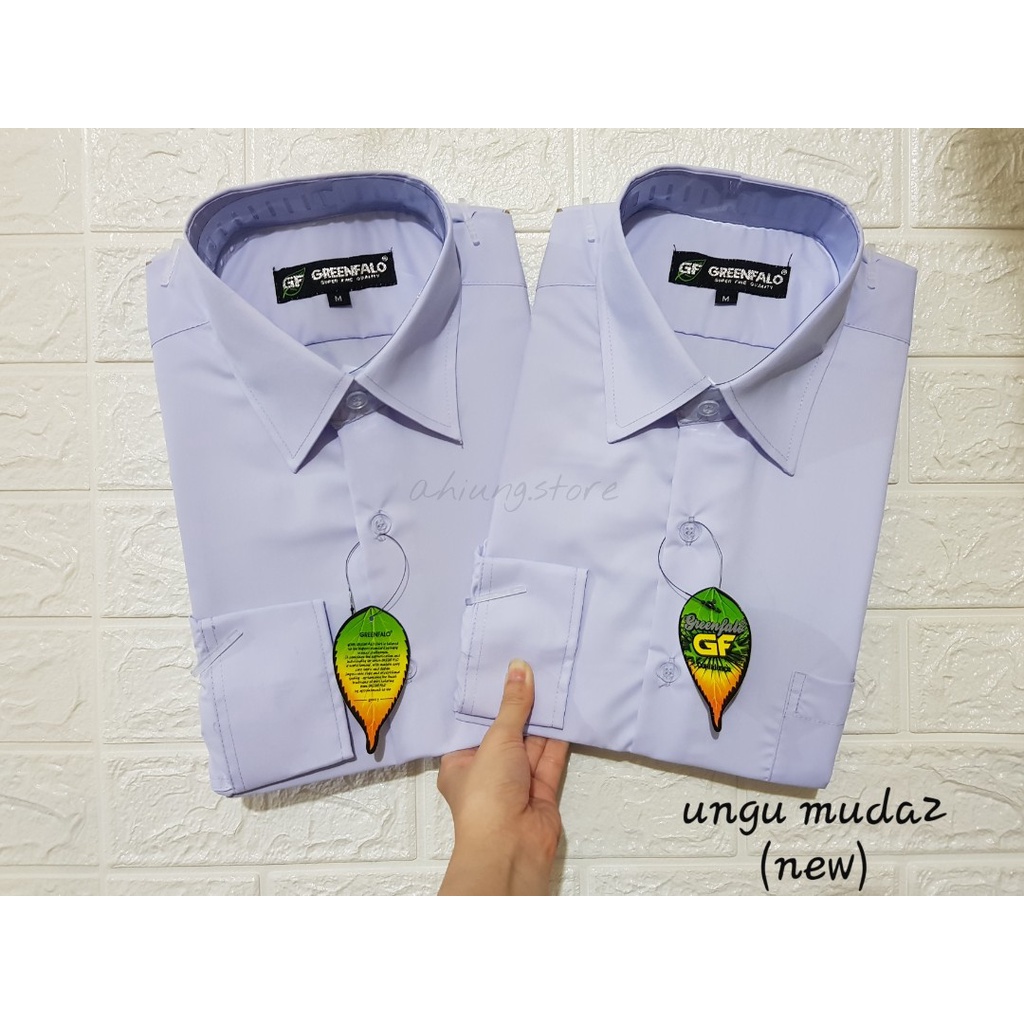 KEMEJA PRIA GREENFALO - KEMEJA POLOS LENGAN PANJANG PRIA WARNA UNGU MUDA 2 (new)