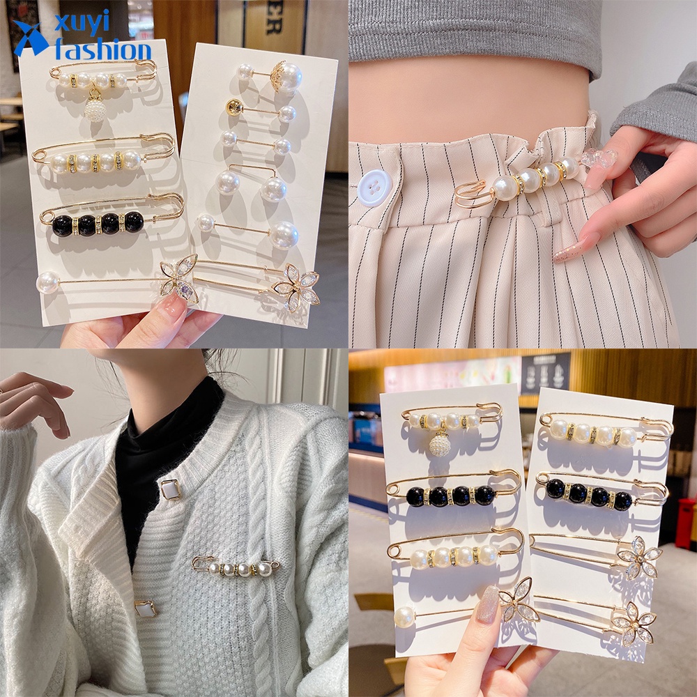 Set Bros Pin Mutiara Elegan Untuk Aksesoris Pakaian Wanita