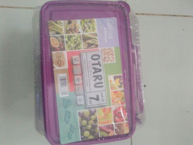 Calista Otaru Bening Isi 14 Pcs (7 Set) / Toples Plastik / Tempat Makanan / Container / Warna Hijau