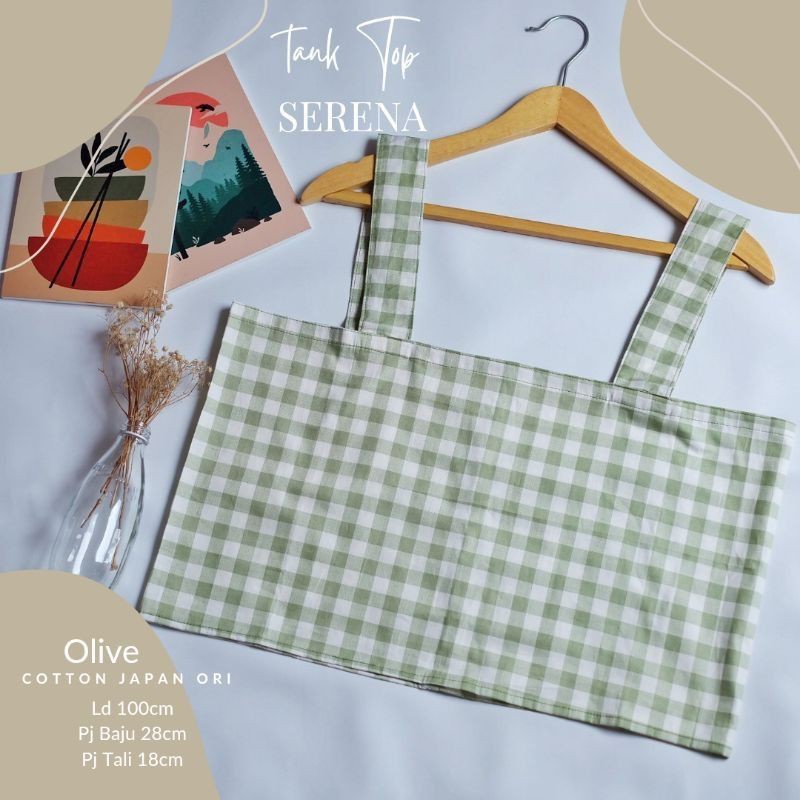 Tanktop Tartan / Tank Top Kotak Halal Hijab Kekinian Bahan Katun Warna Olive dan Biru