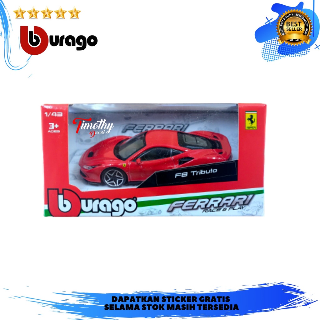 Bburago Ferrari Series FB Tributo Merah Koleksi Mobil Timothy Diecast