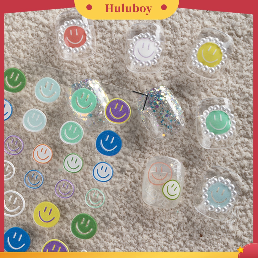 Huluboy Huluboy♡ Stiker Kuku Ultra Tipis Motif Smile / Bintang / Hati / Pelangi Untuk Manicure Wanita