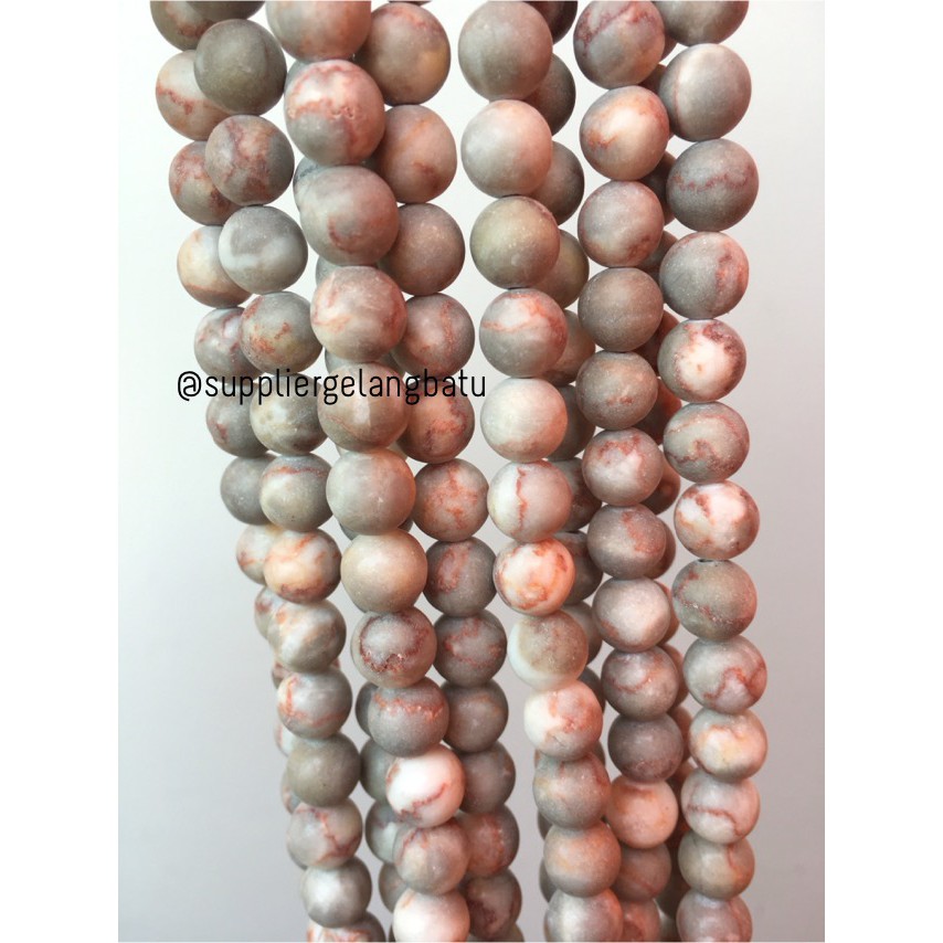 bahan ryolite jasper soft white putih 10mm renceng bahan gelang kalung aksesoris fashion bahan craft