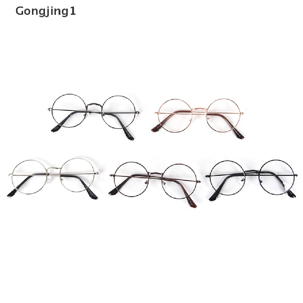 Gongjing1 Kacamata Frame Metal Bentuk Bulat Gaya Vintage / Retro / Mewah Untuk Pria / Wanita