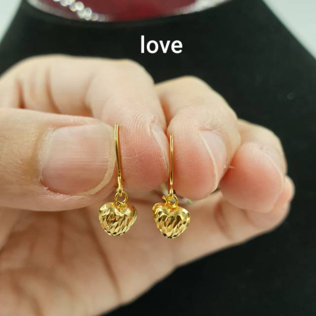 Anting anak emas asli kadar 700 &amp; 875 model kristal simple mewah #51218A01700