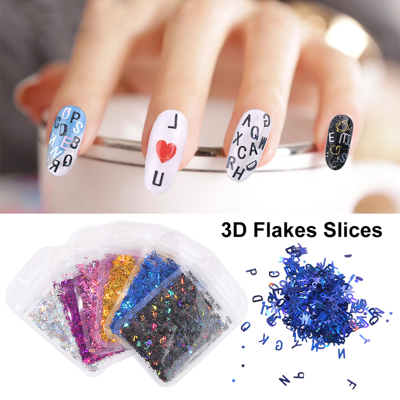 [1Pack Nails Art Mirror letter Sequins Glitters Crafts][3D Nail Art Sticker For Nail Decoration][Manicure Decor DIY Accessories]