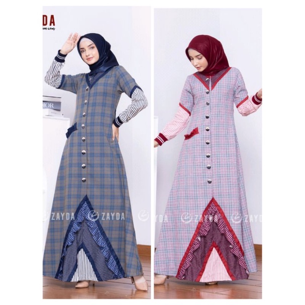 ZG86 - DISKON GAMIS ZAYDA TERBARU | NAVY - RED