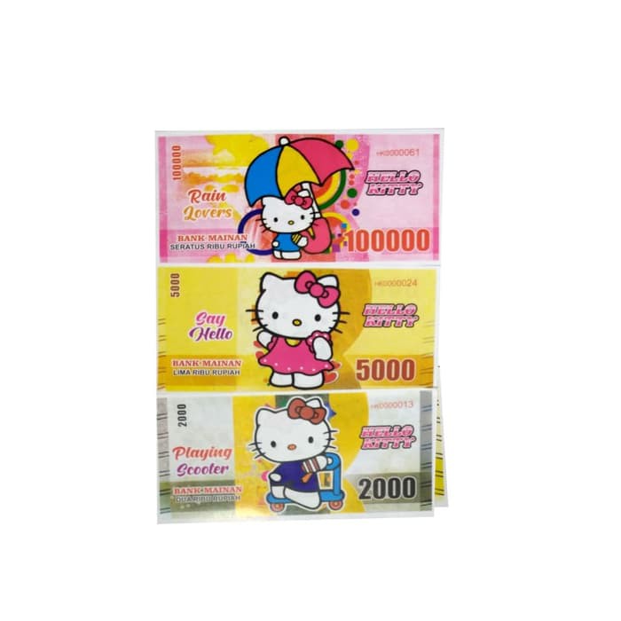Uang Kertas Mainan motif Disney-Hello Kitty-Barbie Mainan Edukas